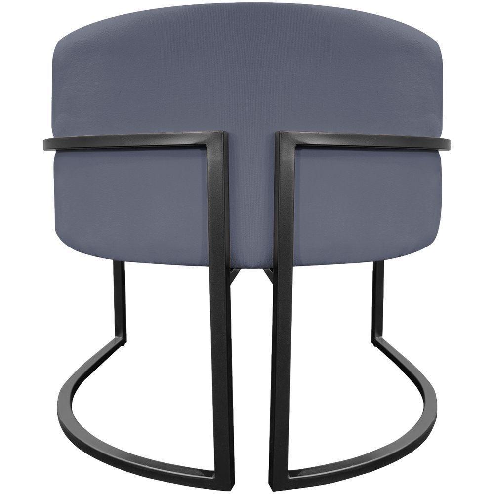 Kit 2 Poltronas Luna Suede Cores Base De Ferro Preta - Cinza, Suede - 2