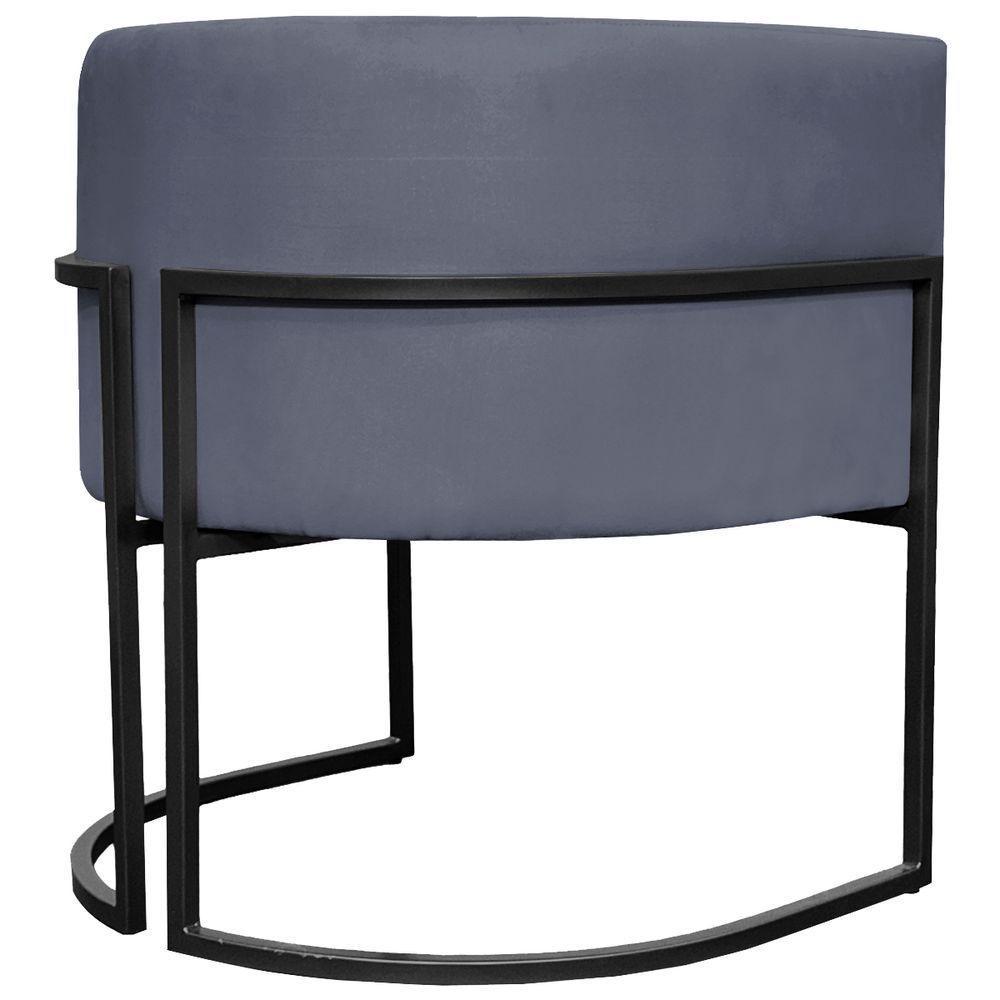 Kit 2 Poltronas Luna Suede Cores Base De Ferro Preta - Cinza, Suede - 3