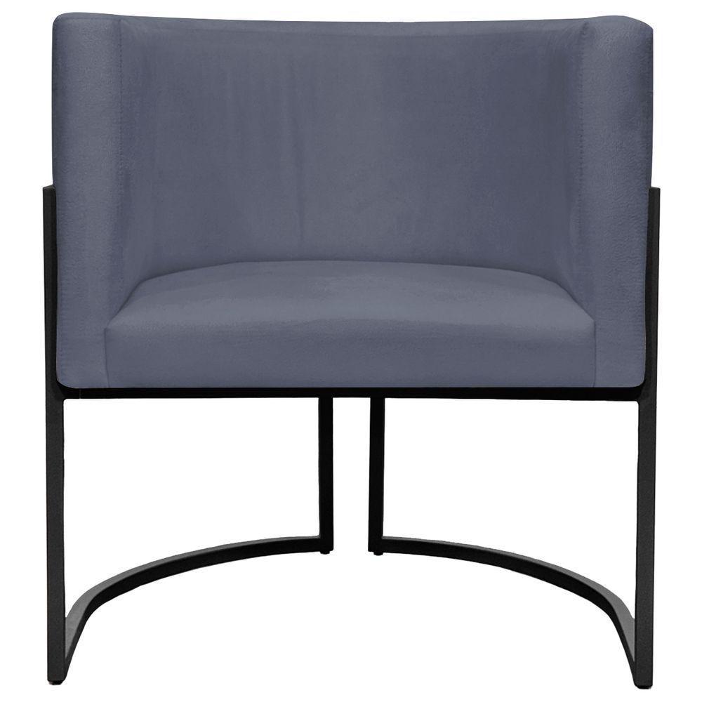 Kit 2 Poltronas Luna Suede Cores Base De Ferro Preta - Cinza, Suede - 5