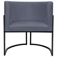 Kit 2 Poltronas Luna Suede Cores Base De Ferro Preta - Cinza, Suede - 5