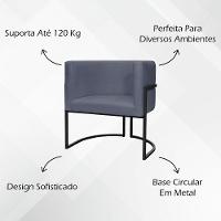 Kit 2 Poltronas Luna Suede Cores Base De Ferro Preta - Cinza, Suede - 7