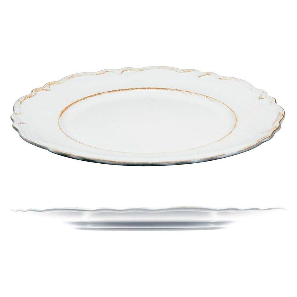 Jogo 6 Sousplat Redondo Patinado Plástico Moon Branco Lyor 33cm - 4