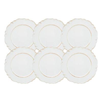 Jogo 6 Sousplat Redondo Patinado Plástico Moon Branco Lyor 33cm