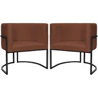 Kit 2 Poltronas Luna Suede Cores Base De Ferro Preta - Terracota, Suede - 1