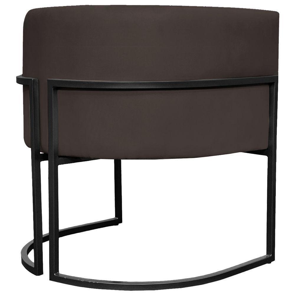 Kit 2 Poltronas Luna Suede Cores Base De Ferro Preta - Marrom, Suede - 4