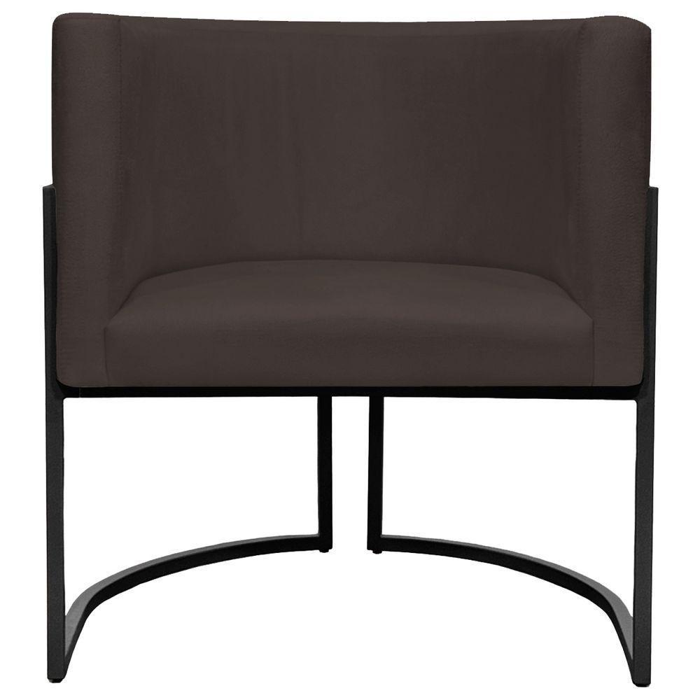 Kit 2 Poltronas Luna Suede Cores Base De Ferro Preta - Marrom, Suede - 7