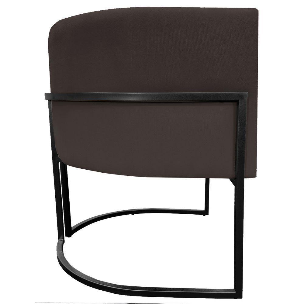 Kit 2 Poltronas Luna Suede Cores Base De Ferro Preta - Marrom, Suede - 9