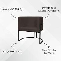 Kit 2 Poltronas Luna Suede Cores Base De Ferro Preta - Marrom, Suede - 5