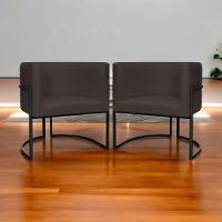 Kit 2 Poltronas Luna Suede Cores Base De Ferro Preta - Marrom, Suede - 8