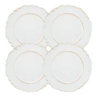 Jogo 4 Sousplat Redondo Patinado Plástico Moon Branco Lyor 33cm - 1