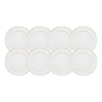 Jogo 8 Sousplat Redondo Patinado Plástico Moon Branco Lyor 33cm