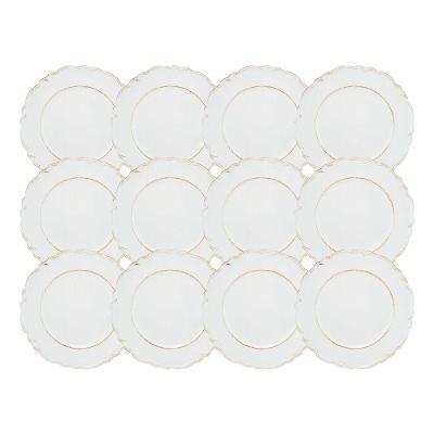 Jogo 12 Sousplat Redondo Patinado Plástico Moon Branco Lyor 33cm