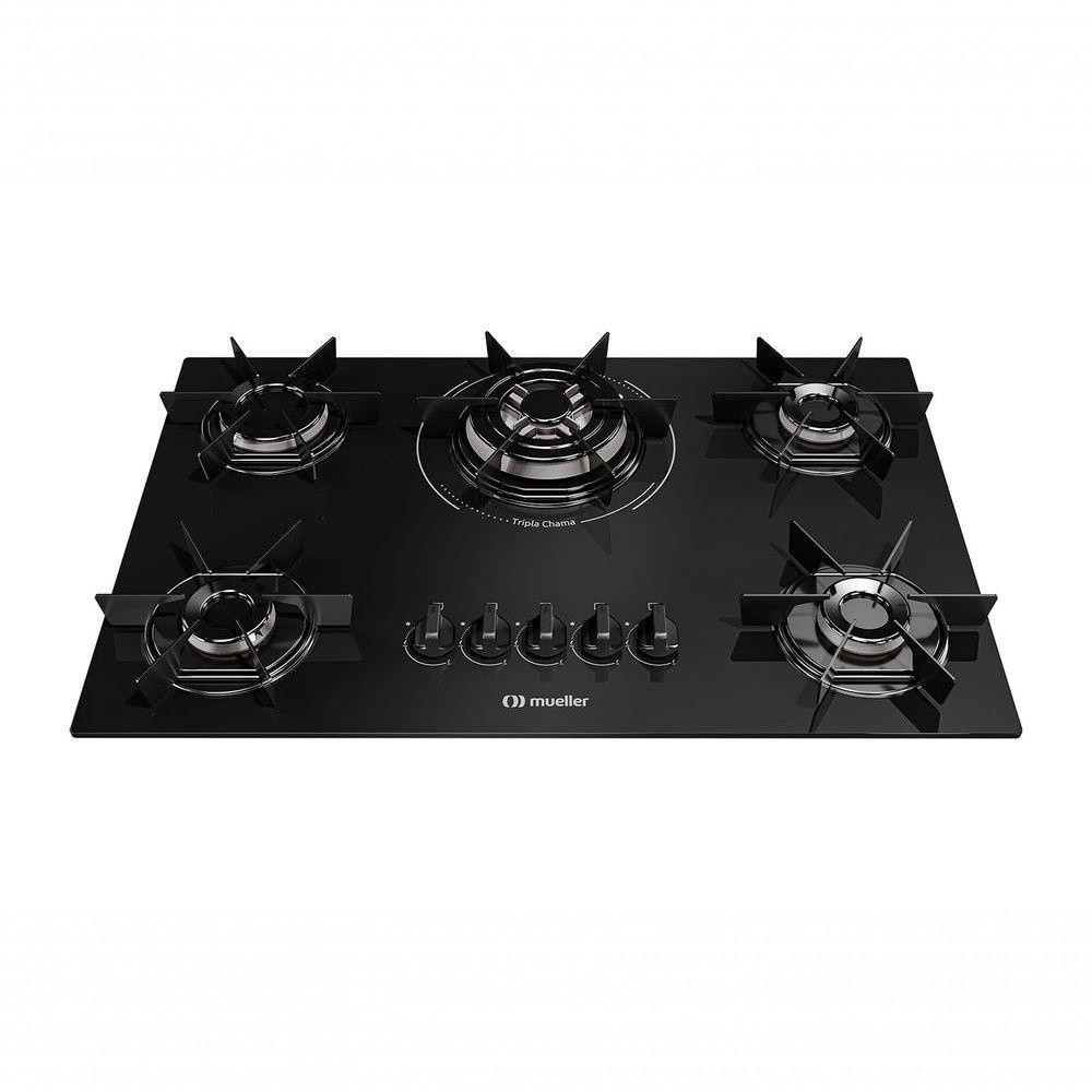 Cooktop Mueller 5 Bocas Com Queimador Tripla Chama MCG5BC Bivolt - 1