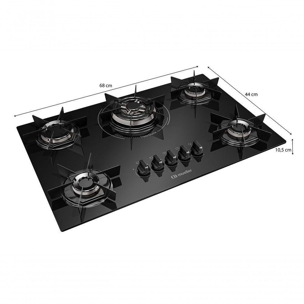 Cooktop Mueller 5 Bocas Com Queimador Tripla Chama MCG5BC Bivolt - 4