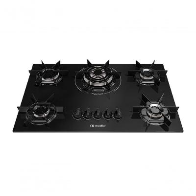 Cooktop a Gás Mueller MCG5BC 5 Bocas Vitrocerâmico Tripla Chama Preto Bivolt