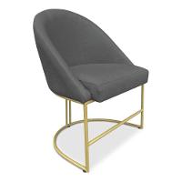 Kit 02 Cadeiras Poltrona De Jantar Bela Suede Grafite Base Metálica Industrial Dourado - Pallazio