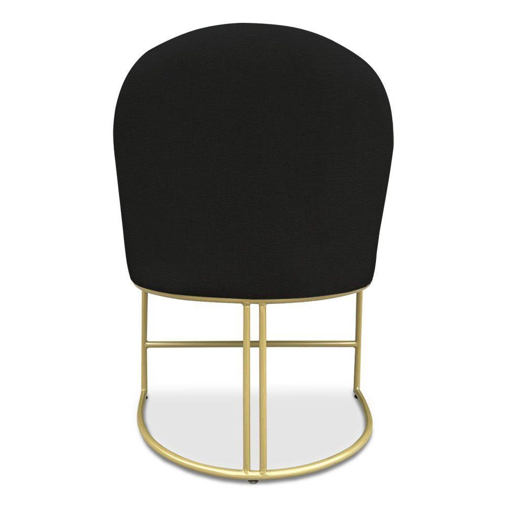 Kit 02 Cadeiras Poltrona De Jantar Bela Suede Preto Base Metálica Industrial Dourado - Pallazio - 2