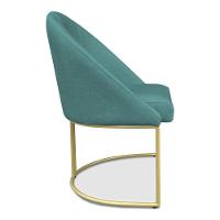 Kit 02 Cadeiras Poltrona De Jantar Bela Suede Base Metálica Industrial Dourado Azul Turquesa - 3