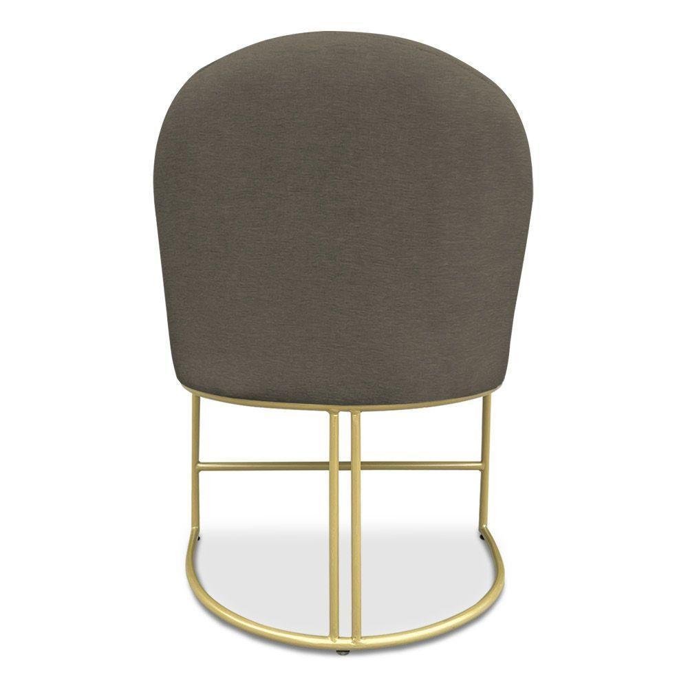 Kit 02 Cadeiras Poltrona De Jantar Bela Suede Base Metálica Industrial Dourado Marrom Rato - 3