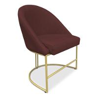Kit 02 Cadeiras Poltrona De Jantar Bela Suede Base Metálica Industrial Dourado - Pallazio Marsala - 5