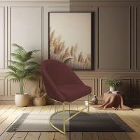 Kit 02 Cadeiras Poltrona De Jantar Bela Suede Base Metálica Industrial Dourado - Pallazio Marsala - 6