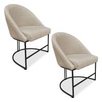 Kit 02 Cadeiras Poltrona De Jantar Bela Suede Base Metálica Industrial Preto - Pallazio Preto - 1