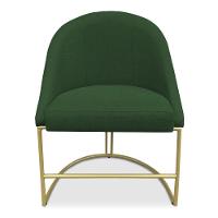 Kit 02 Cadeiras Poltrona De Jantar Bela Suede Base Metálica Industrial Dourado - Pallazio Verde