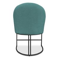 Kit 02 Cadeiras Poltrona De Jantar Bela Suede Azul Turquesa Base Metálica Industrial Preto - 2