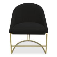 Kit 02 Cadeiras Poltrona De Jantar Bela Suede Base Metálica Industrial Dourado - Pallazio Preto - 6