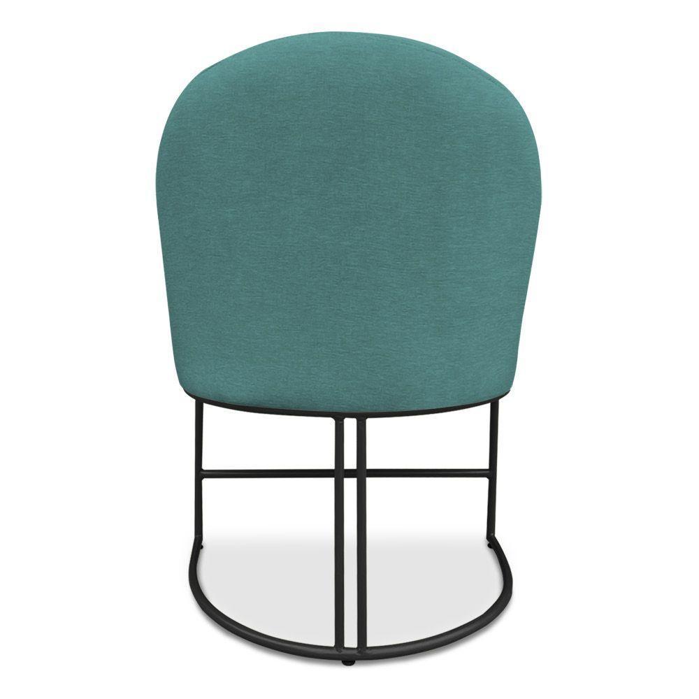 Kit 02 Cadeiras Poltrona De Jantar Bela Suede Base Metálica Industrial Preto Azul Turquesa - 2