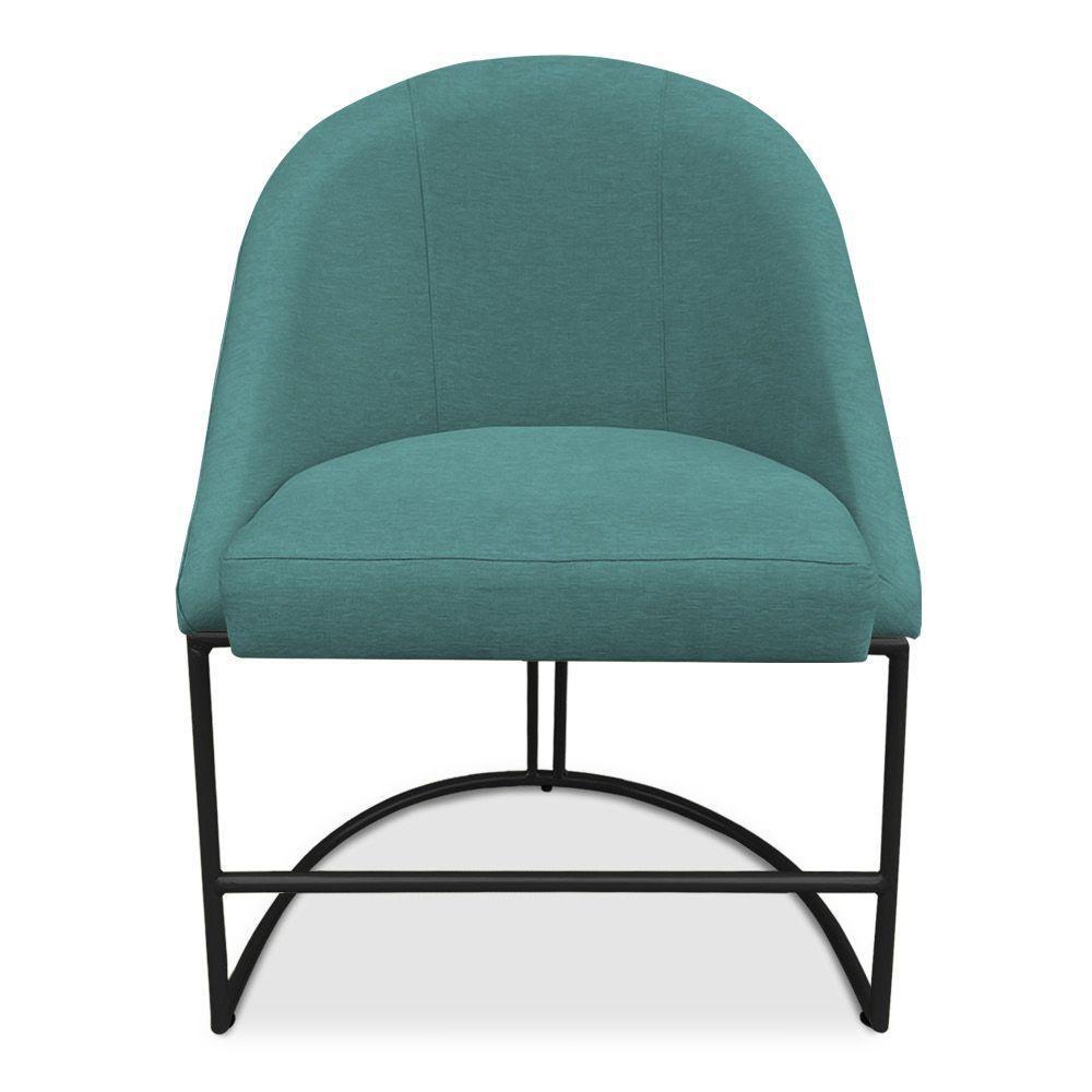 Kit 02 Cadeiras Poltrona De Jantar Bela Suede Base Metálica Industrial Preto Azul Turquesa - 4