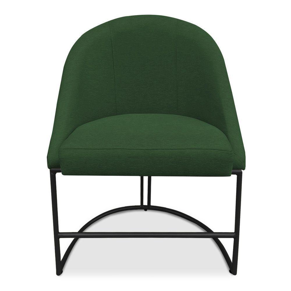 Kit 02 Cadeiras Poltrona De Jantar Bela Suede Verde Base Metálica Industrial Preto - Pallazio - 6