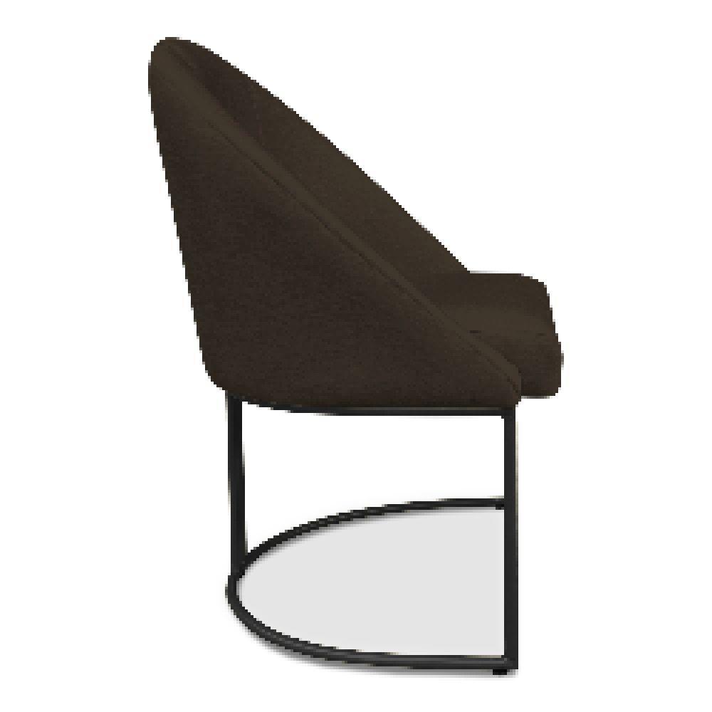 Kit 02 Cadeiras Poltrona De Jantar Bela Suede Marrom Base Metálica Industrial Preto - Pallazio - 4