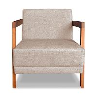 Kit 02 Poltronas Decorativa Natália Linho Areia Base Em Madeira Castanho - Pallazio - 8