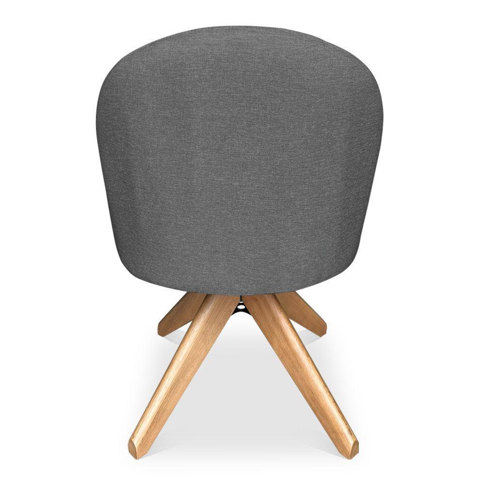 Kit 04 Poltronas Cadeira Giratória Bela Linho Grafite Base De Madeira - Pallazio - 2