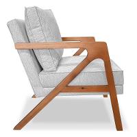 Poltrona Decorativa Luiza Linho Bouclê Cinza Base Em Madeira Castanho - Pallazio - 6