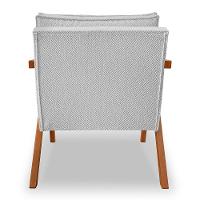 Kit 2 Poltronas Decorativa Luiza Linho Bouclê Cinza Base Em Madeira Castanho - Pallazio - 3