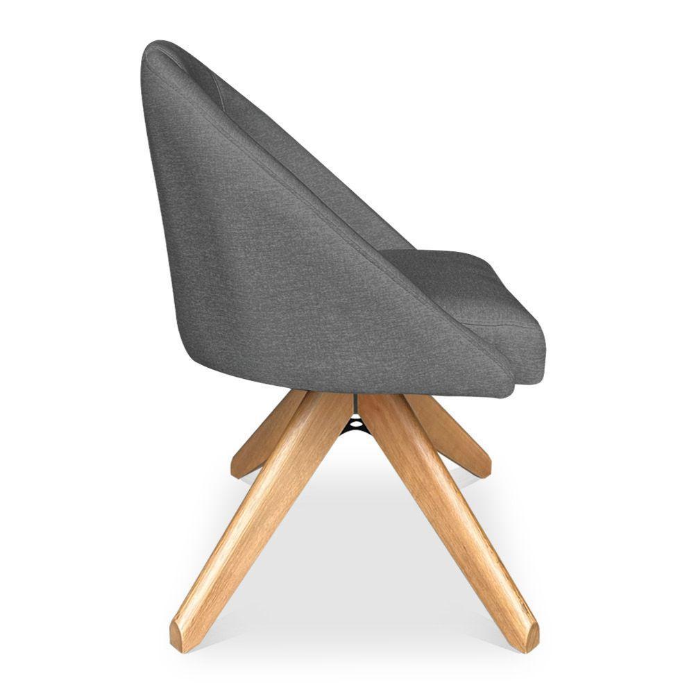 Kit 08 Poltronas Cadeira Giratória Bela Linho Grafite Base De Madeira - Pallazio - 3