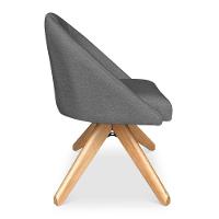 Kit 08 Poltronas Cadeira Giratória Bela Linho Grafite Base De Madeira - Pallazio - 3