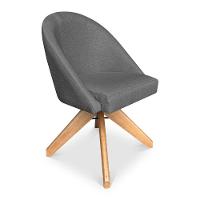 Kit 08 Poltronas Cadeira Giratória Bela Linho Grafite Base De Madeira - Pallazio - 7