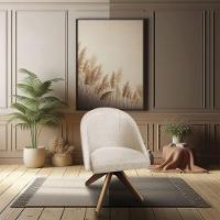 Kit 06 Poltronas Cadeira Giratória Bela Linho Bege Base De Madeira - Pallazio - 6