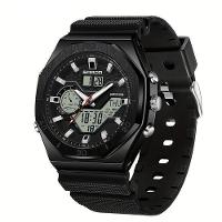 Relógio Esportivo Com Dupla Exibição, Cronômetro & Alarme, à Prova D'água 5atm Preto - 1