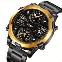 Relógio De Pulso Masculino Fashion Skmei Com Pulseira De Aço Dourado - 1