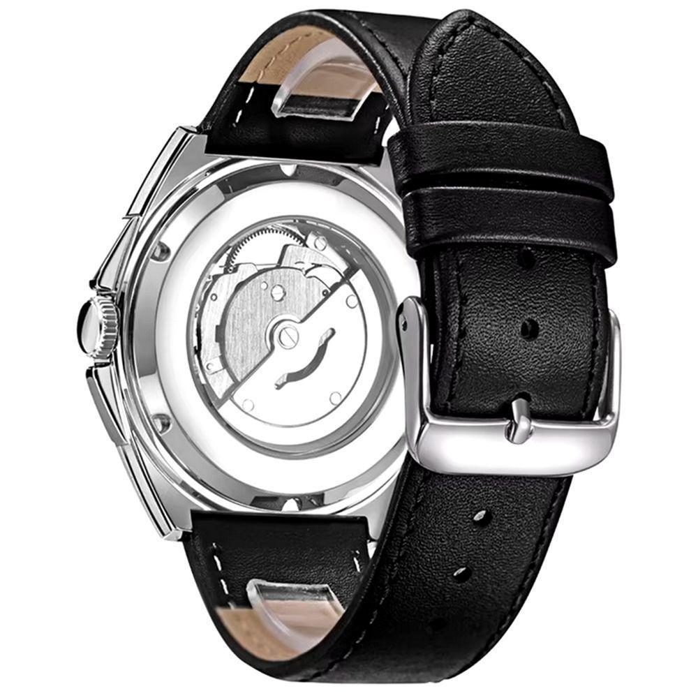 Relógio De Pulso Masculino Mecânico Esportivo Automático á Prova D'água Prata - 4