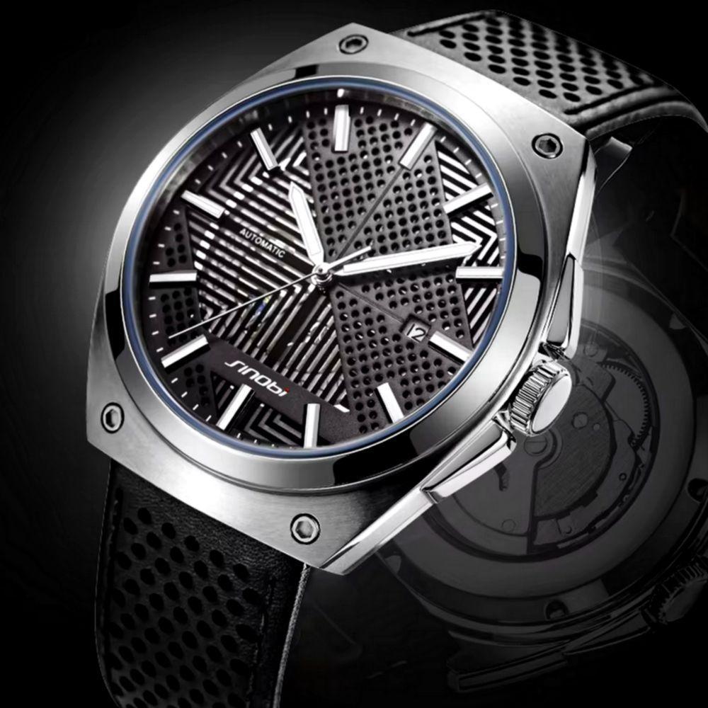 Relógio De Pulso Masculino Mecânico Esportivo Automático á Prova D'água Prata - 5