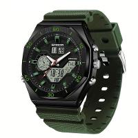 Relógio Esportivo Com Dupla Exibição, Cronômetro & Alarme, à Prova D'água 5atm Exército Verde - 1