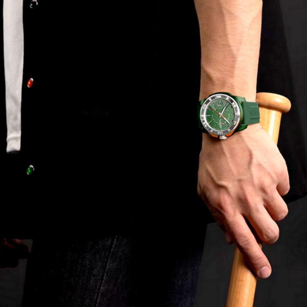 Relógio Quartzo Display Luminoso Esportivo A Prova água Pulseira De Silicone 5atm Verde - 2