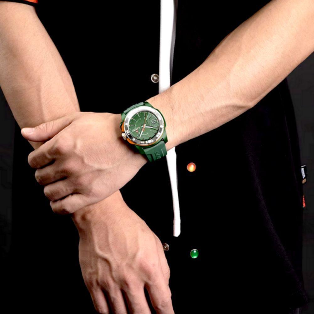 Relógio Quartzo Display Luminoso Esportivo A Prova água Pulseira De Silicone 5atm Verde - 3