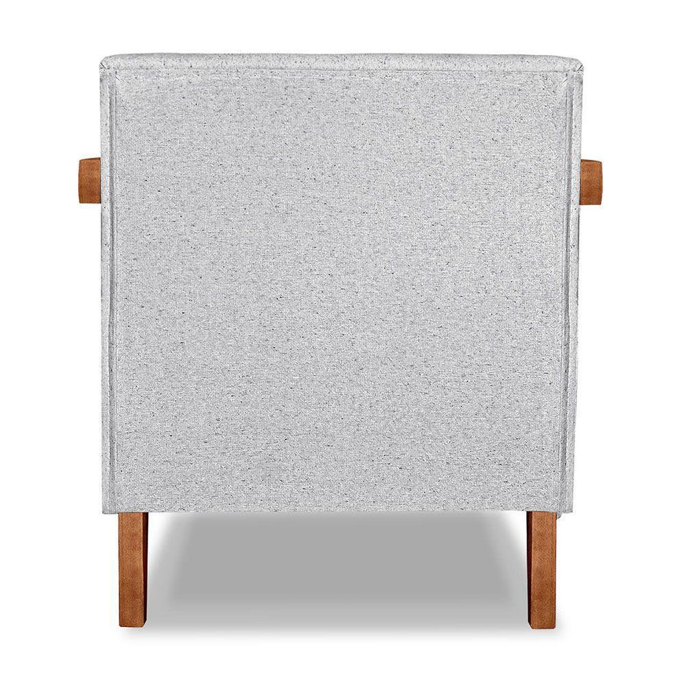 Kit 02 Poltronas Decorativa Natália Linho Cinza Base Em Madeira Castanho - Pallazio - 3