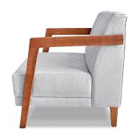 Kit 02 Poltronas Decorativa Natália Linho Cinza Base Em Madeira Castanho - Pallazio